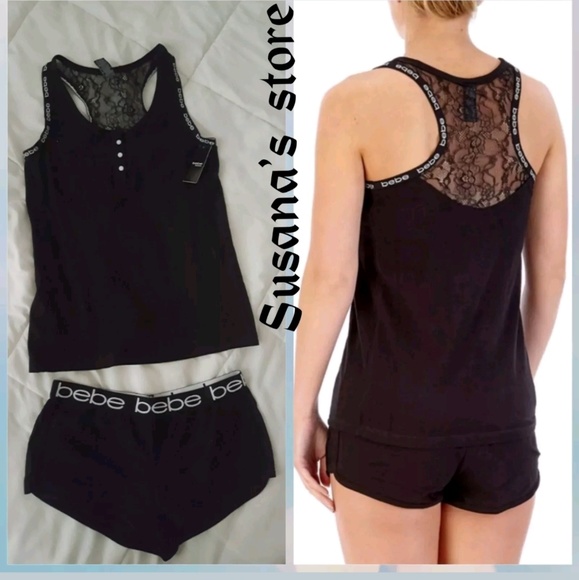 NWT BEBE SLEEPWEAR PAJAMA SET (2 PIECES TOP /Short - Picture 2 of 8